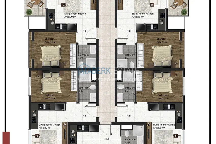 Купить дешево Новый малоэтажный жилой комплекс на завершающем этапе строительства – Алания, район Оба 6 