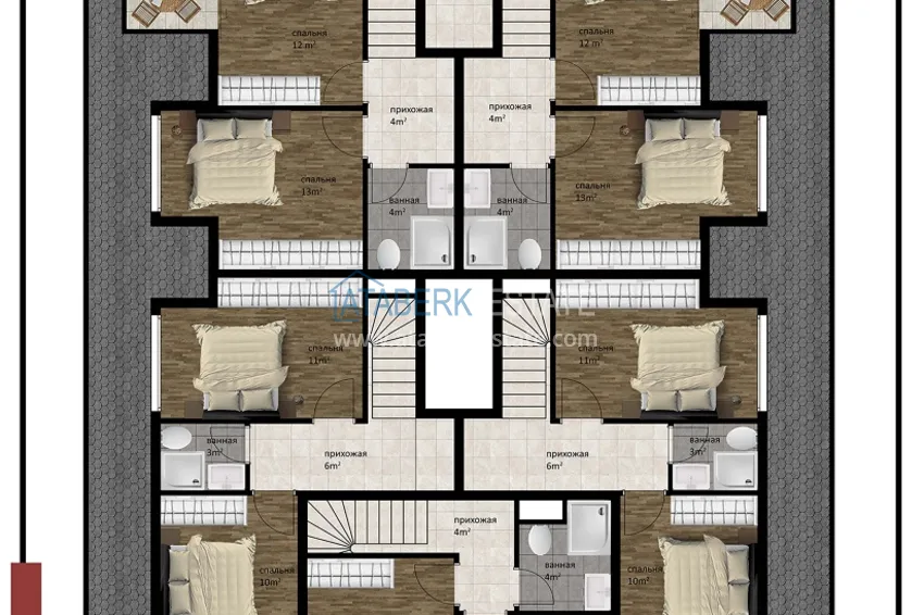 Купить дешево Новый малоэтажный жилой комплекс на завершающем этапе строительства – Алания, район Оба 8 