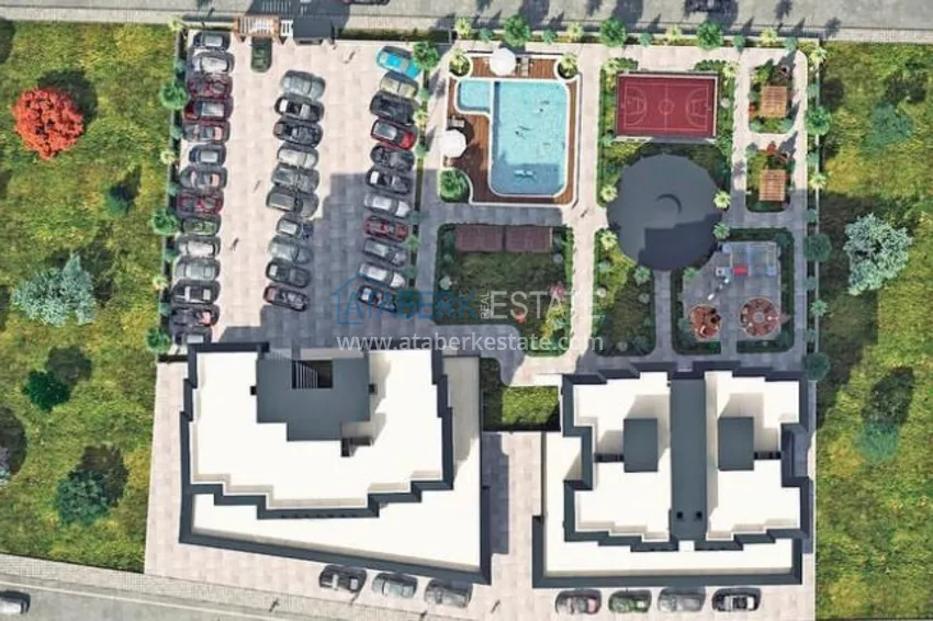 Квартиры на этапе строительства в современном жилом комплексе в районе Давултепе-Мерсин 6 