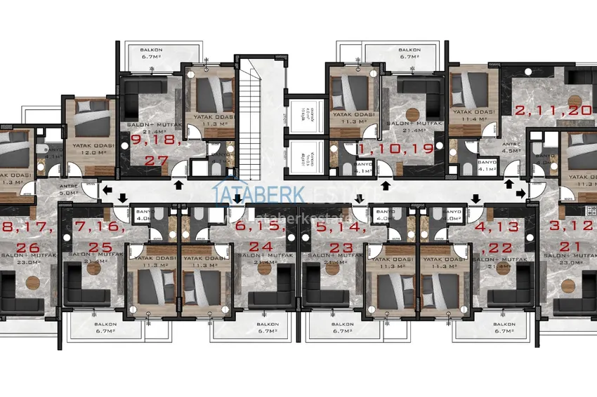Купить дешево Квартира 1+1 в новостройке в живописном и комфортабельном районе Алании, Оба 1 