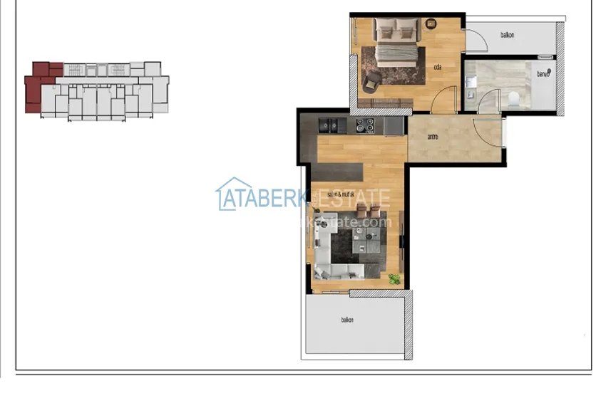 Купить дешево Квартиры 1+1 от застройщика в новом современном жилом комплексе район Тедже-Мерсин 2 