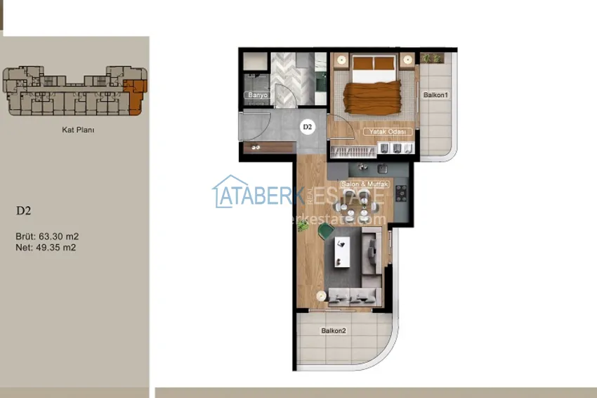 Купить дешево Квартиры 1+1 на этапе котлована в районе Томюк-Мерсин 2 