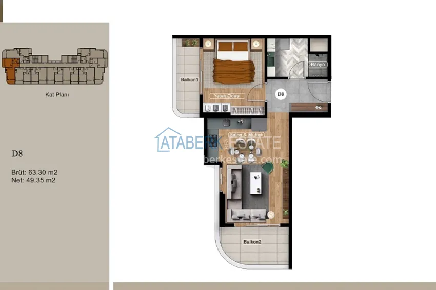 Купить дешево Квартиры 1+1 на этапе котлована в районе Томюк-Мерсин 8 