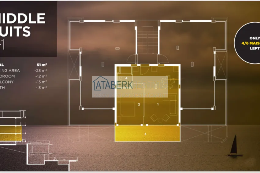 Купить дешево Квартира от собственника с прямым видом на море в комплексе с уникальным месторасположением - центр Алании 1