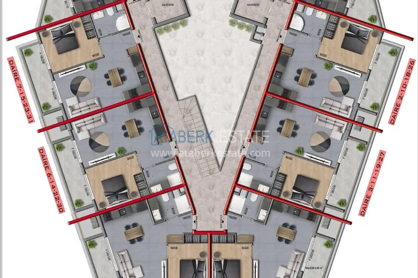 Купить дешево Квартира 1+1 с видом на море в комплексе на завершающем этапе строительства – Каргыджак, Алания 1 