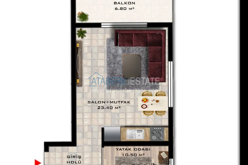 Купить дешево Квартира 1+1 с новой мебелью и видом на горы в современном комплексе - район Махмутлар, Алания 1 