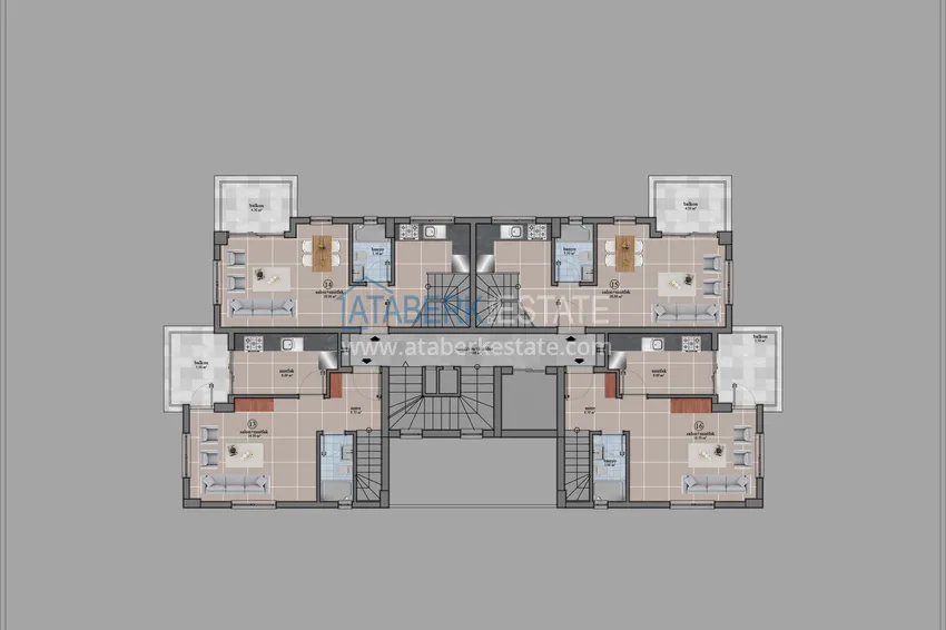 Купить дешево Квартира 1+1 от инвестора с видом на море, в комплексе на завершающем этапе – Алания, Конаклы 1 
