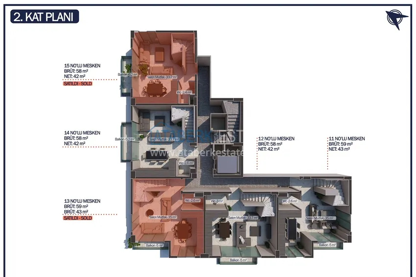 Купить дешево Старт продаж! Камерный бутик-комплекс на 15 квартир в Джикджилли, Алания 4 