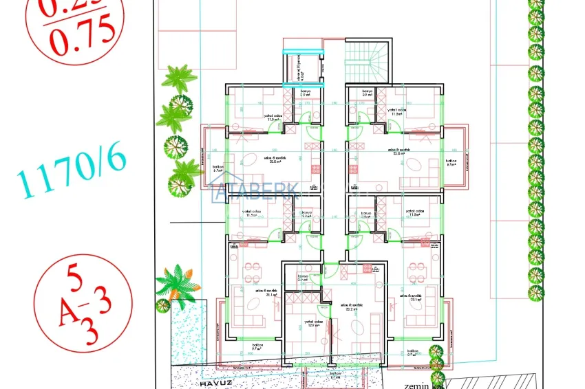 Купить дешево Инвестиционно-выгодный проект на этапе котлована в самом сердце Алании - район пляжа Клеопатра 4 