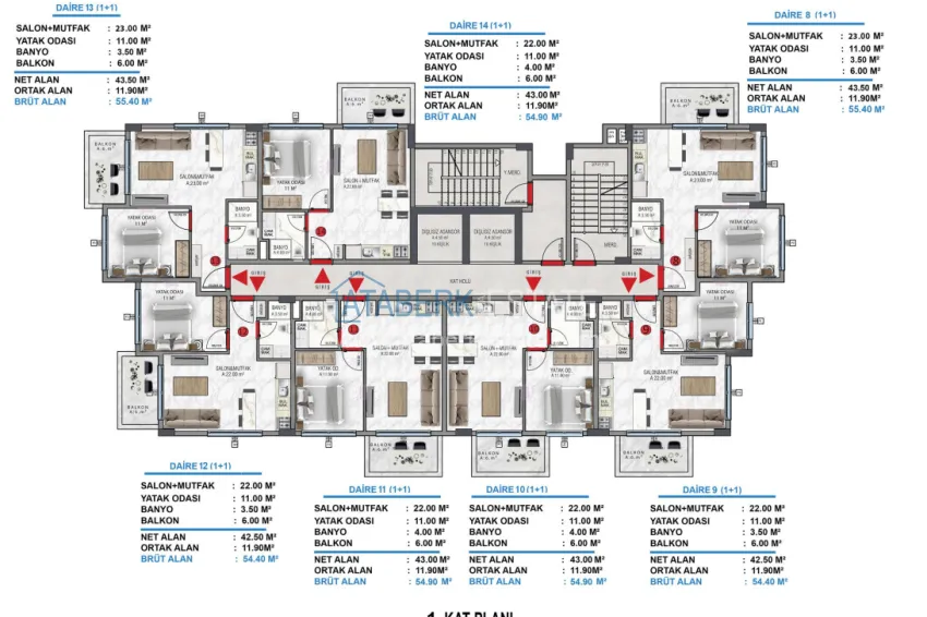 Купить дешево Квартира 1+1 с качественной чистовой отделкой и бытовой техникой в новом комплексе – Алания, район Авсаллар  1 