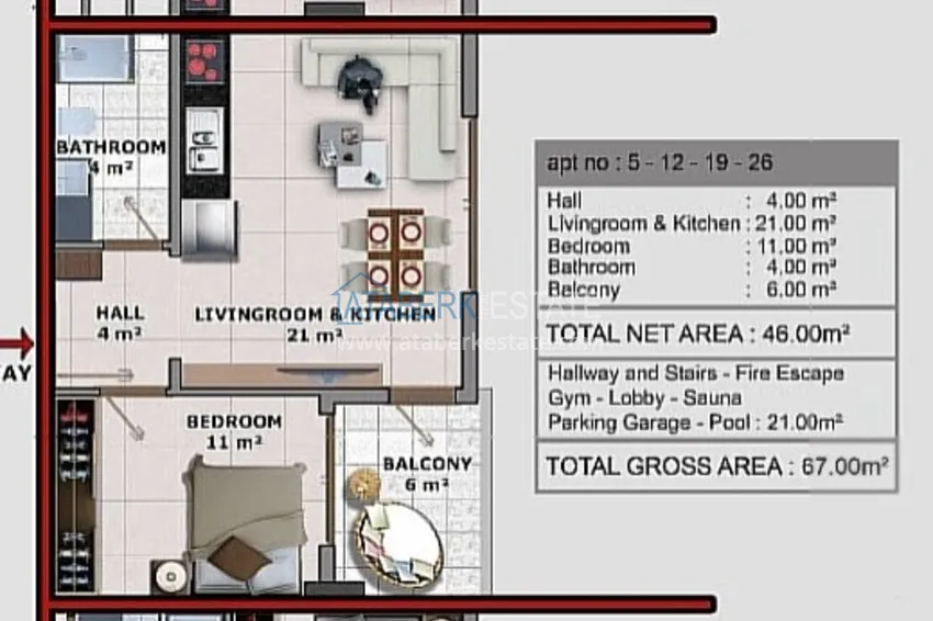 Купить дешево Квартира 1+1 с чистовой отделкой в новостройке – Алания, район Оба 1 