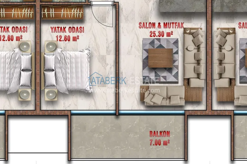 Купить дешево Двухкомнатная квартира с чистовой отделкой в Алании, район Авсаллар 1 