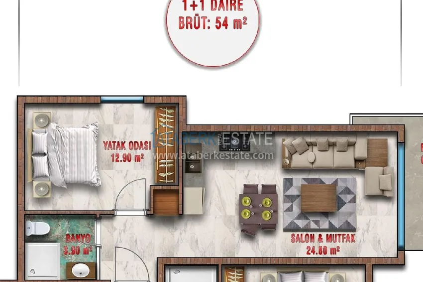 Купить дешево Двухкомнатная квартира с чистовой отделкой в Алании, район Авсаллар 2 