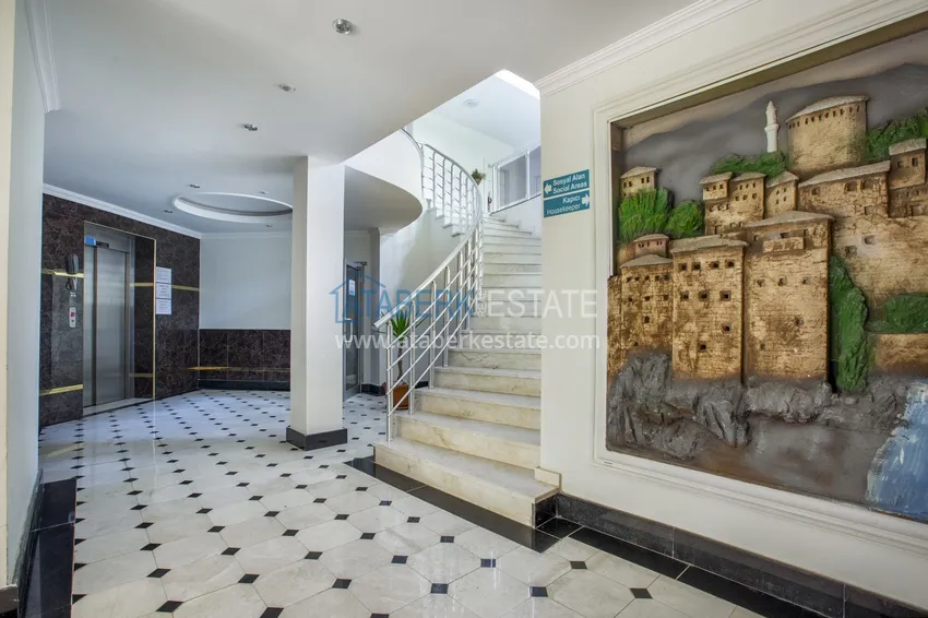 Квартира 1+1 меблированная с боковым видом на море, район Кестель – Алания 22