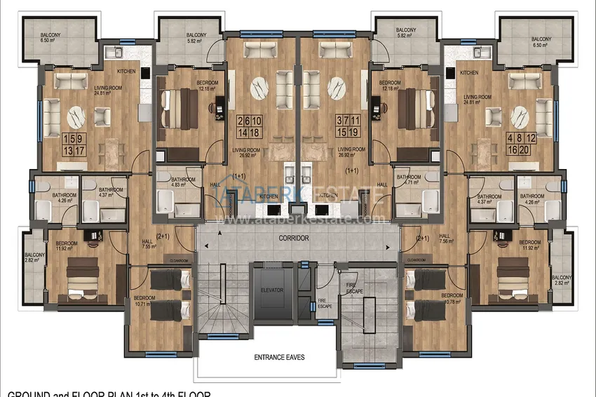 Купить дешево Новый жилой комплекс на последнем этапе строительства в районе Демирташ, Алания 2 