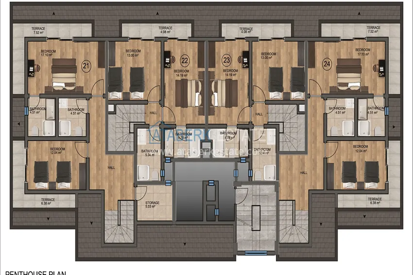 Купить дешево Новый жилой комплекс на последнем этапе строительства в районе Демирташ, Алания 4 