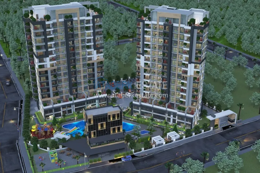 Квартиры в современном жилом комплексе на этапе строительства Мезитли – Мерсин 5 