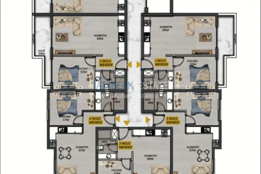 Купить дешево Квартиры от застройщика по самым низким стартовым ценам в районе Окурджалар, вторая линия от моря 3 