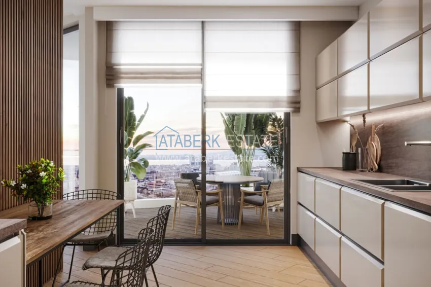 Приобрести Строящийся жилой комплекс сегмента премиум, квартиры с видом на море – Измир, Конак 21 