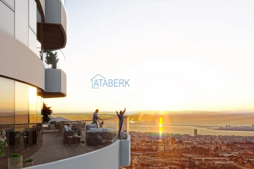 Приобрести Строящийся жилой комплекс сегмента премиум, квартиры с видом на море – Измир, Конак 34 