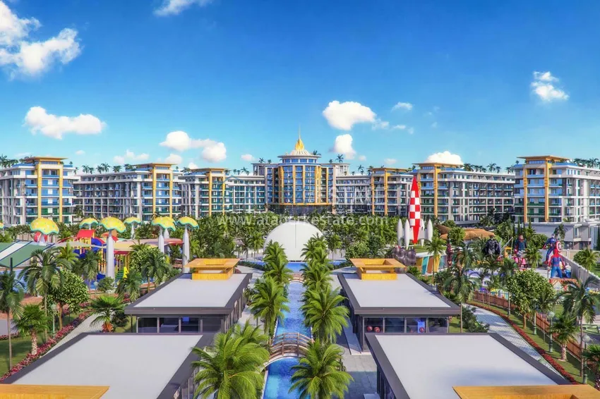 Двухкомнатная квартира 85 м2 в строящемся комплекс-отеле в Алании, район Тюрклер 6 