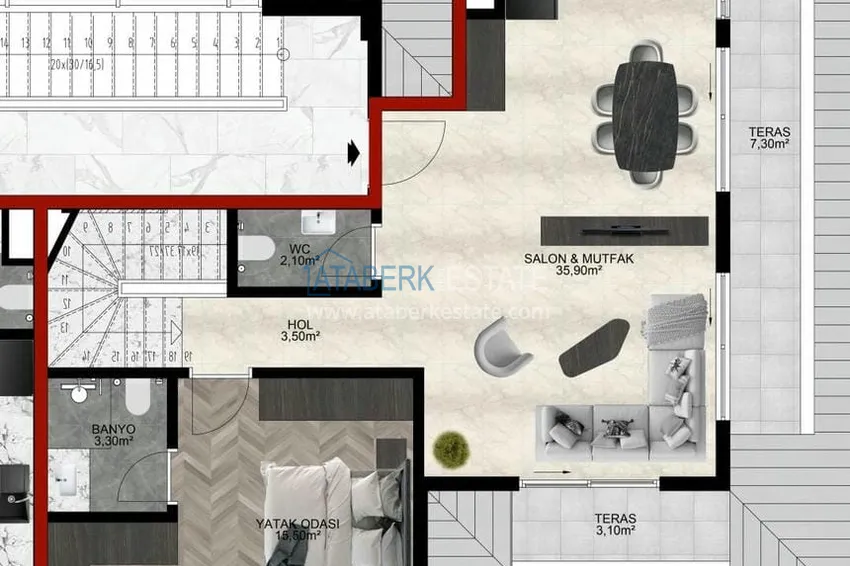 Купить дешево Видовой пентхаус-дуплекс в элитном жилом комплексе – Алания, район Махмутлар 3 