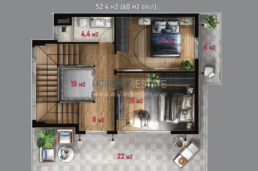 Купить дешево Новый проект роскошных вилл в Алании район Бекташ. Подходит для ВНЖ 2