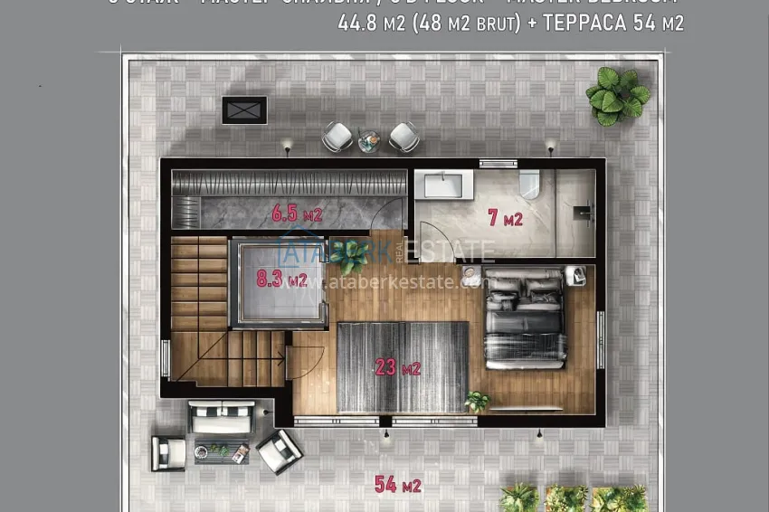 Купить дешево Новый проект роскошных вилл в Алании район Бекташ. Подходит для ВНЖ 3