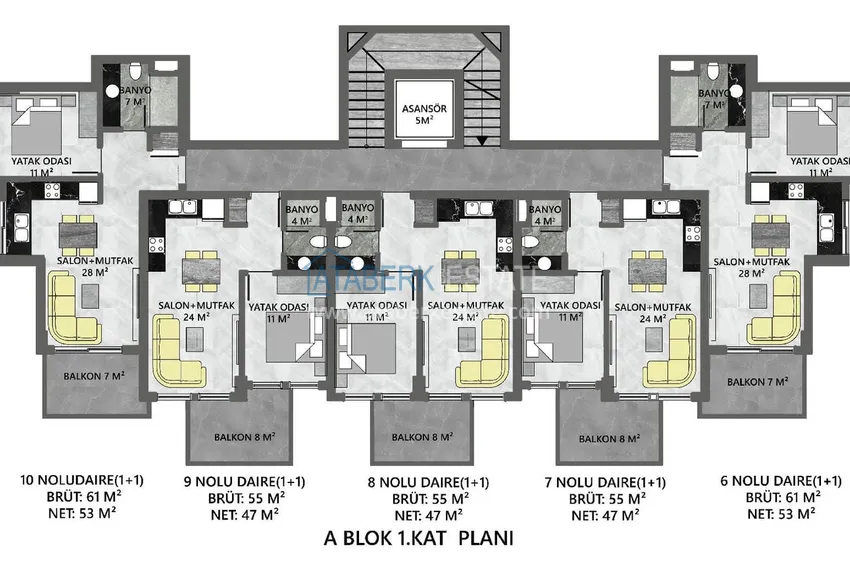 Купить дешево Квартира с мебелью и видом на море в районе Каргыджак, Алания 1 