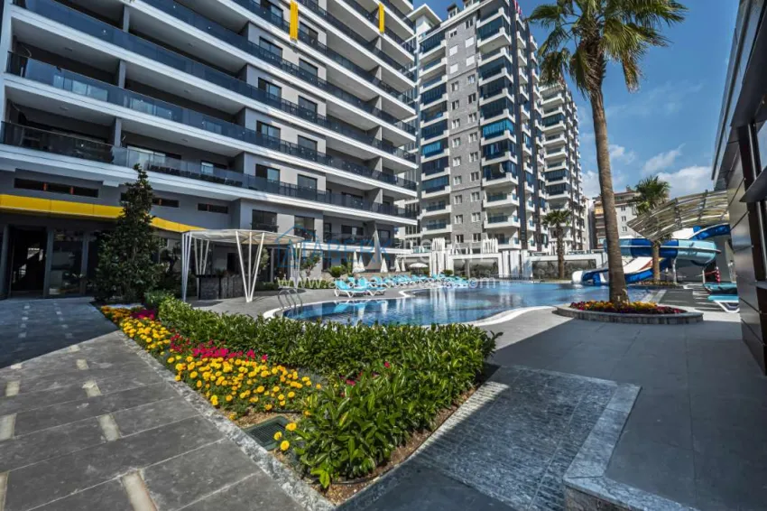 Двухкомнатная квартира 70 м2, с мебелью и видом на море в Алании, район Махмутлар 6 