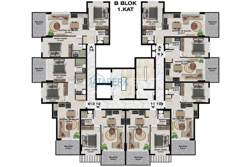 Купить дешево Квартиры от застройщика в районе Демирташ, Алания – многоквартирный жилой комплекс на этапе строительства  6 