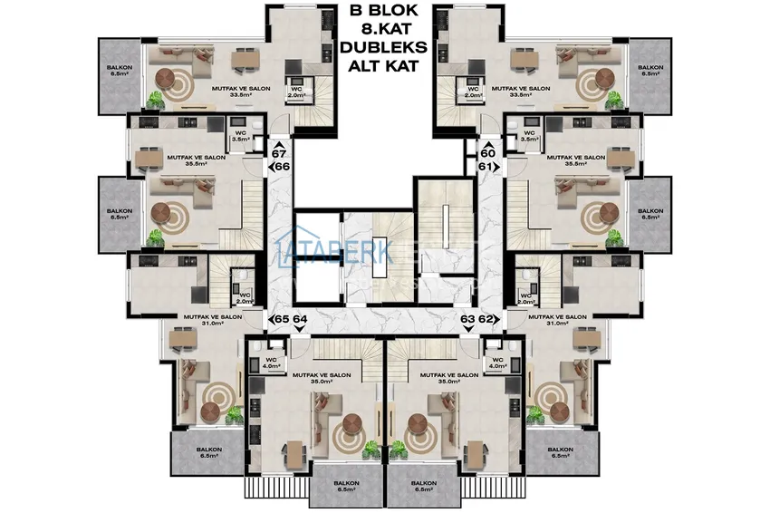 Купить дешево Квартиры от застройщика в районе Демирташ, Алания – многоквартирный жилой комплекс на этапе строительства  9 
