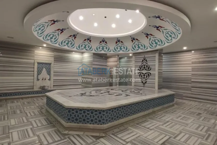 Квартира 1+1 с мебелью и видом на море в комплексе на первой береговой – Алания, район Каргыджак 14 