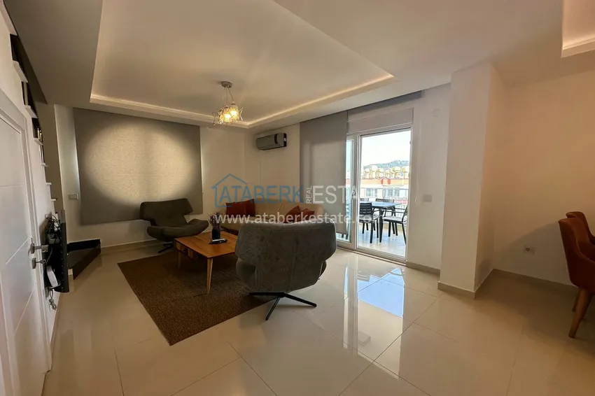 Линейна квартира 3+1 под ключ с выходом в сад и видом на море - район Конаклы, Алания 2 