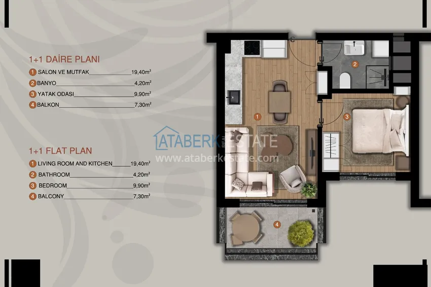 Купить дешево Квартиры в перспективном районе Алтынташ, Анталия напрямую от застройщика 1 