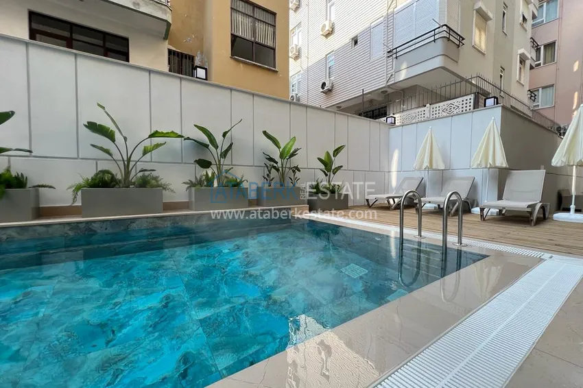 Двухкомнатная квартира в центре Алании, всего в 370 метрах от пляжа Клеопатра 7 