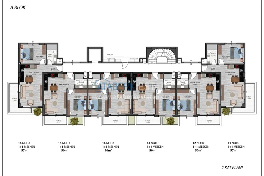 Купить дешево Квартира 1+1 в Алании, район Оба, в комплексе комфорт класса 1