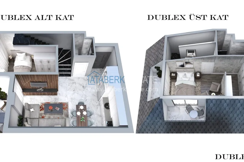 Купить дешево Пентхаус-дуплекс 2+1 с чистовой отделкой и видом на горы – Махмутлар, Алания 1 