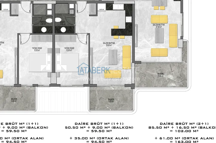 Купить дешево Квартира 1+1 от собственника  с частичным видом на море в элитном комплексе – Тосмур, Алания 1 