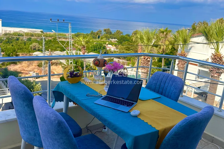 Приобрести Просторная видовая квартира 1+1 с мебелью, видом на море и террасой — Демирташ, Алания 9 