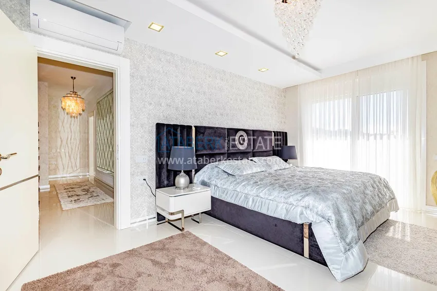 Приобрести Элегантная вилла 3+1 с панорамным видом на море и горы в элитном комплексе – Алания, район Каргыджак 19 