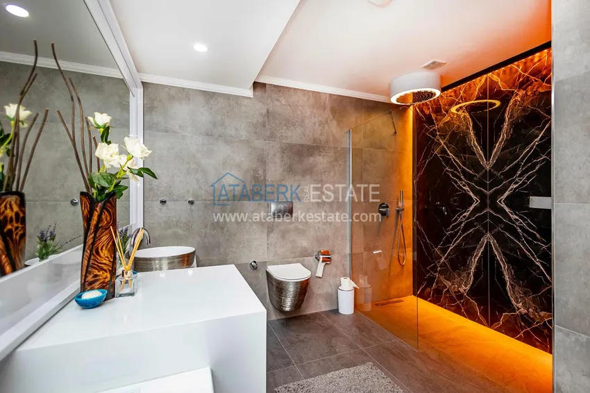 Приобрести Элегантная вилла 3+1 с панорамным видом на море и горы в элитном комплексе – Алания, район Каргыджак 23 