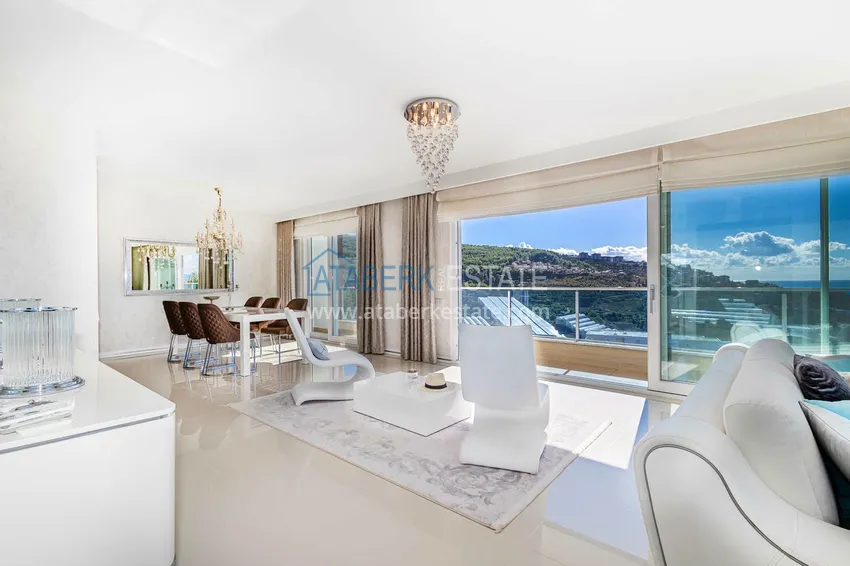 Приобрести Элегантная вилла 3+1 с панорамным видом на море и горы в элитном комплексе – Алания, район Каргыджак 4 