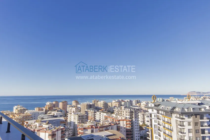 Приобрести Элитный двухэтажный пентхаус 4+1 с видом на море и крепость - центр Махмутлара 14 