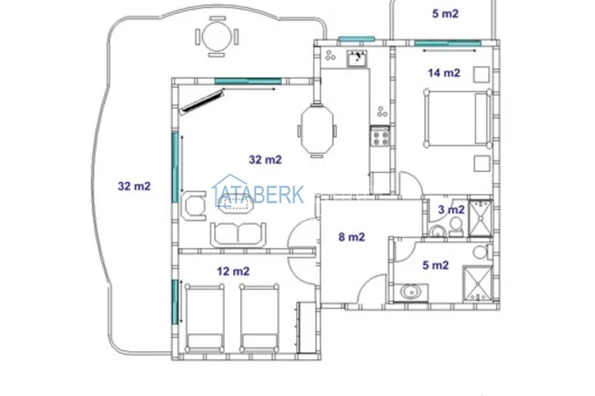 Купить дешево Трехкомнатная квартира с мебелью в Махмутларе, Алания - 400 метров до моря 1