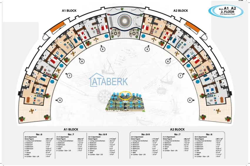 Купить дешево Квартира 1+1 с видом на море в Конаклы, Алания - резиденция курортного формата 1
