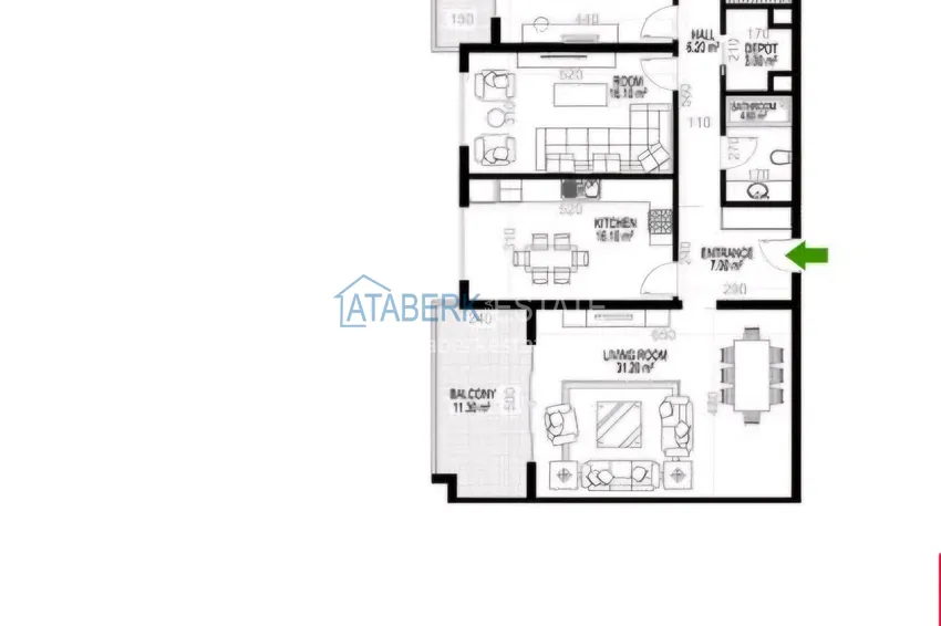 Купить дешево Ультралюксовая квартира 3+1 в центре Махмутлара - с мебелью, рассрочка до 3 месяцев 2 