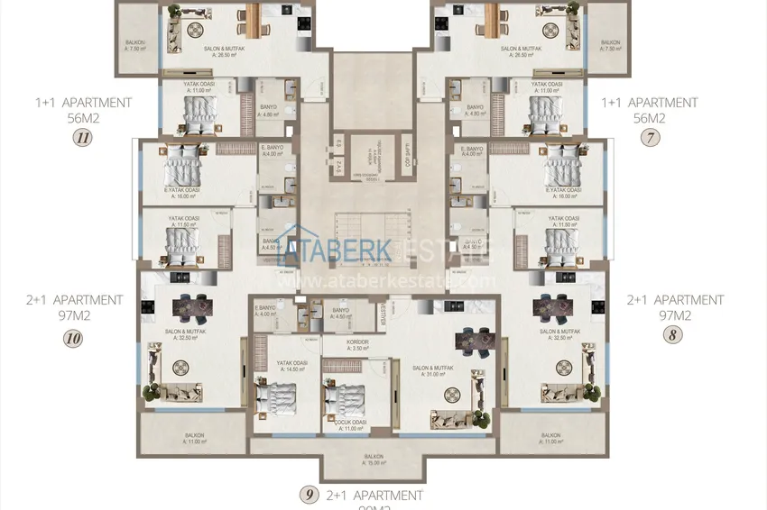 Купить дешево Инвестиционная недвижимость в Алании, район Кестель - квартиры от застройщика с видом на море 7