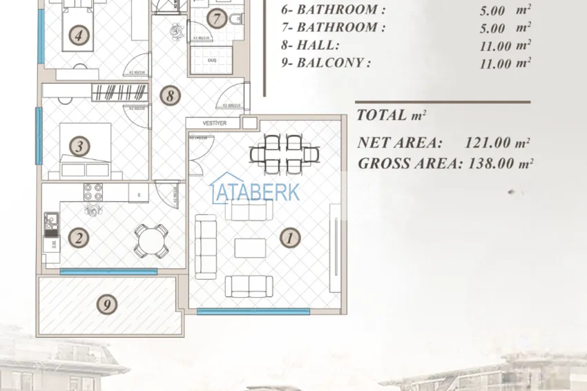 Купить дешево Инвестиционная недвижимость в Алании, район Кестель - квартиры от застройщика с видом на море 21