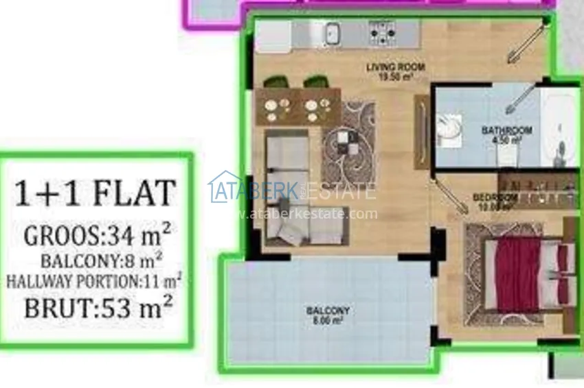 Купить дешево Квартиры 1+1 в районе Авсаллар - выгодные цены и современный жилой комплекс 3 